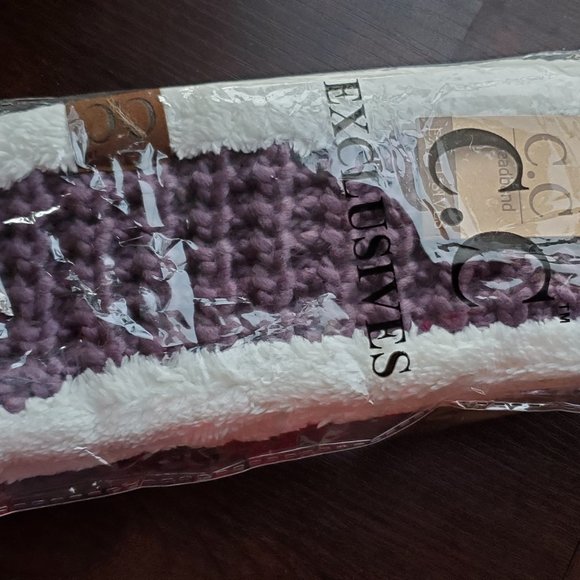 Purple Sherpa Cable Knit CC Head Wrap - Picture 2 of 2